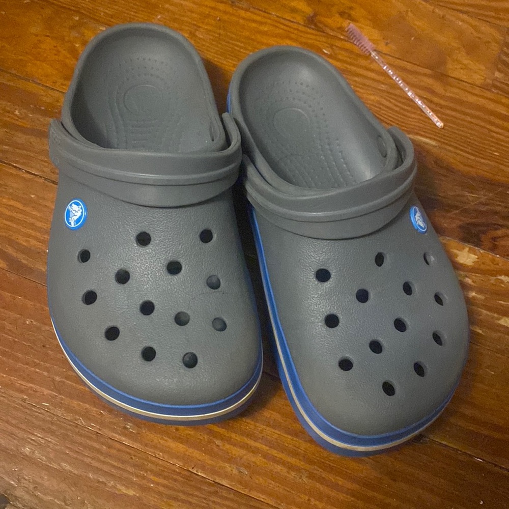 Blue and Gray Crocs